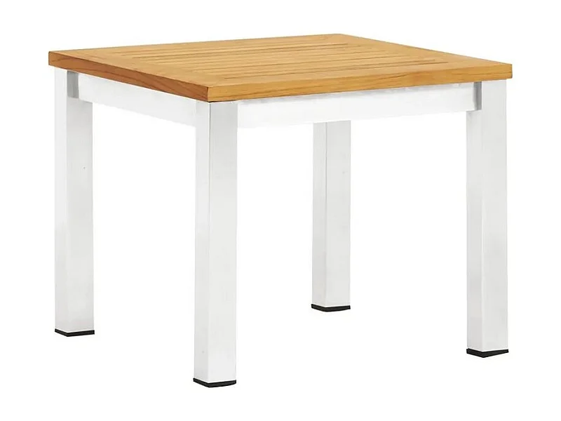 Table d'appoint de jardin teck massif clair et métal Piriz