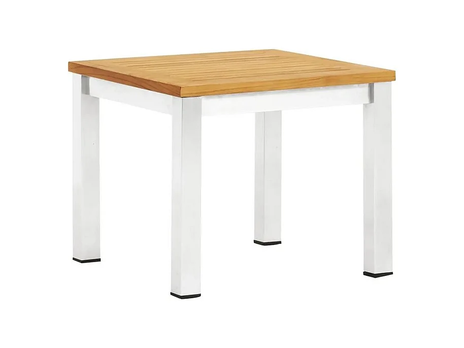 Table d'appoint de jardin teck massif clair et métal Piriz