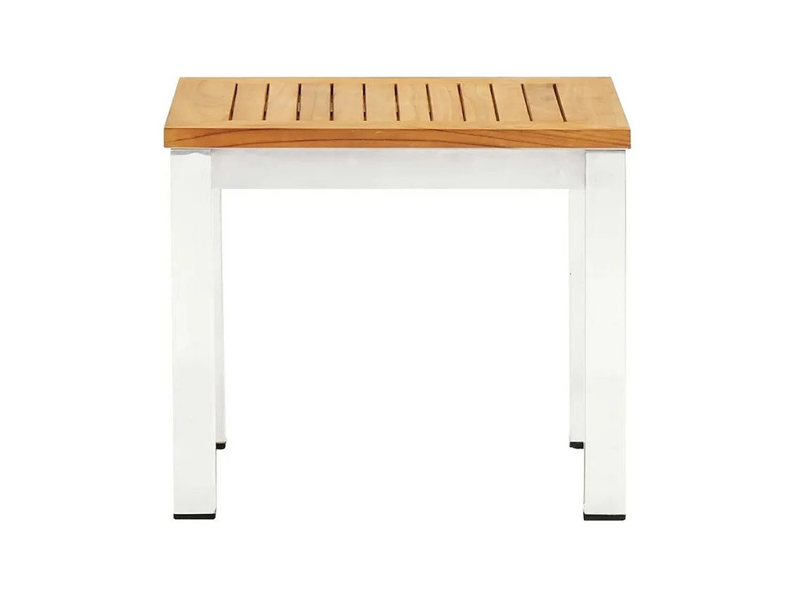 Table d'appoint de jardin teck massif clair et métal Piriz