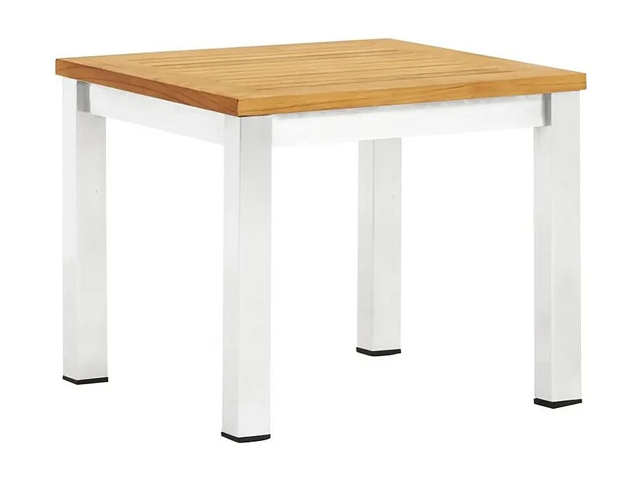 Table d'appoint de jardin teck massif clair et métal Piriz