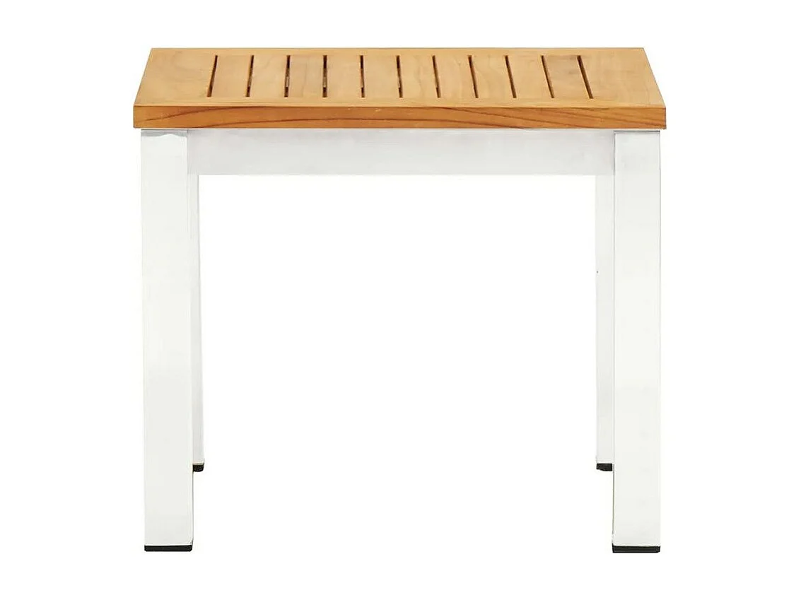 Table d'appoint de jardin teck massif clair et métal Piriz
