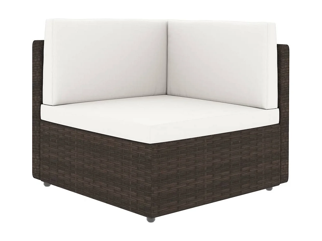 Salon de jardin 14 pcs avec coussins Marron Résine tressée 7