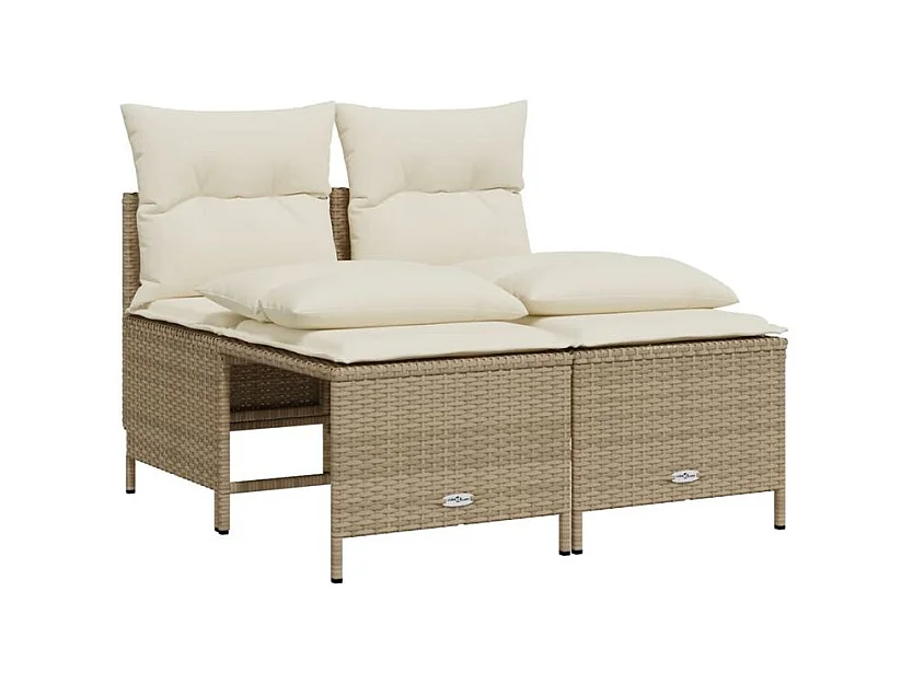 Salon de jardin avec coussins 4 pcs beige résine tressée