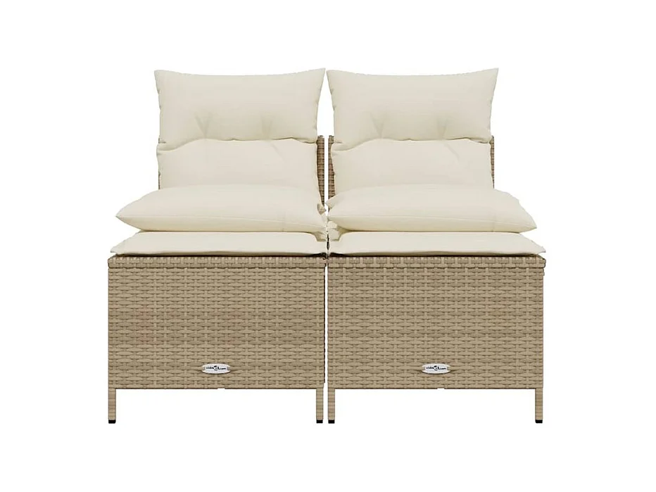 Salon de jardin avec coussins 4 pcs beige résine tressée