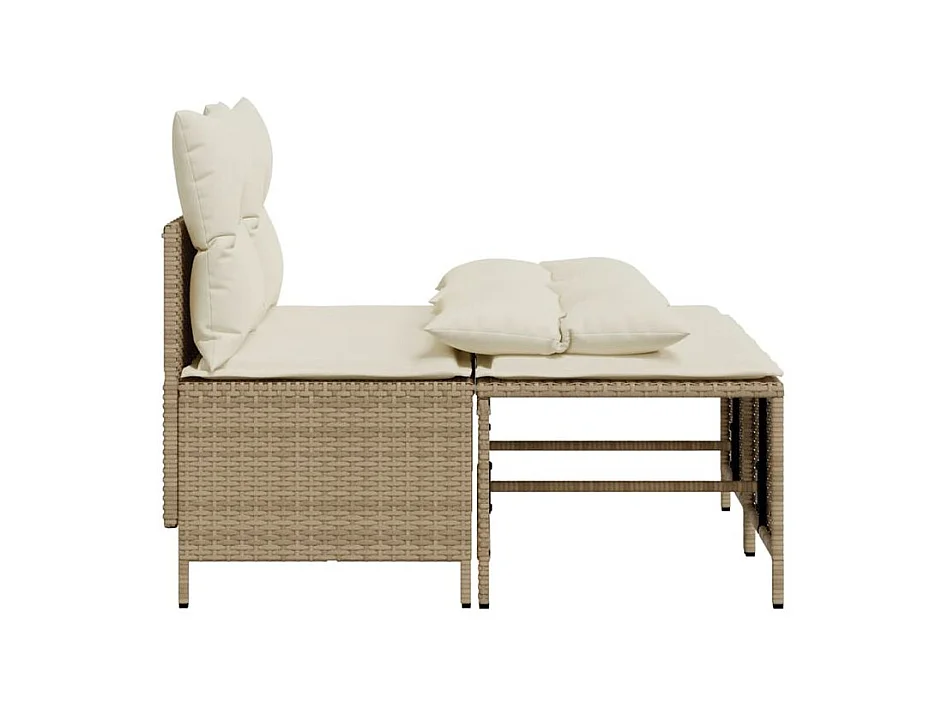 Salon de jardin avec coussins 4 pcs beige résine tressée