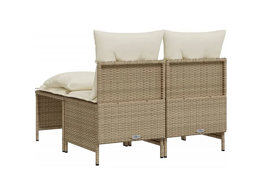 Salon de jardin avec coussins 4 pcs beige résine tressée