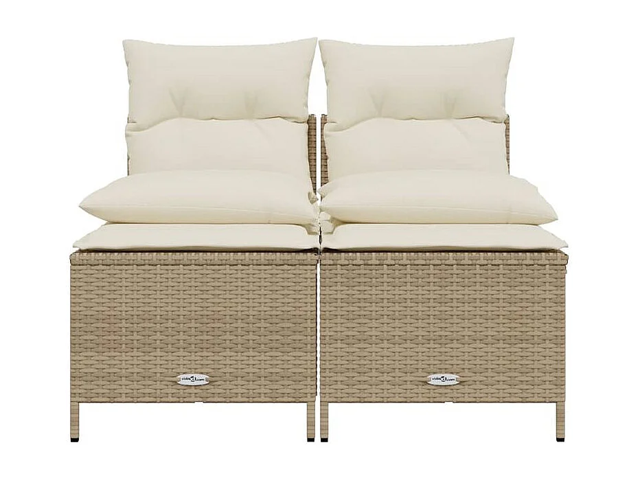 Salon de jardin avec coussins 4 pcs beige résine tressée