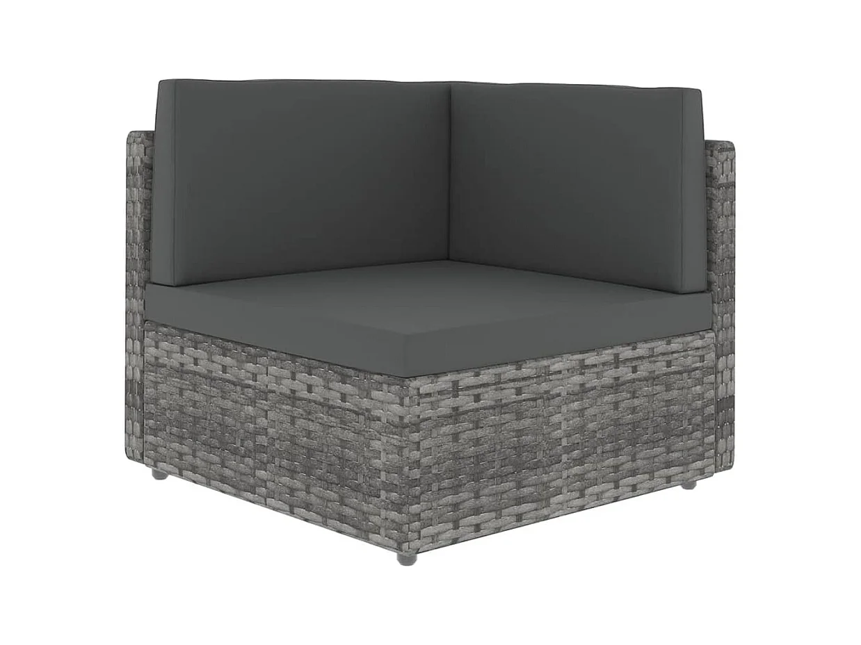 Salon de jardin 12 pcs avec coussins Gris Résine tressée 11