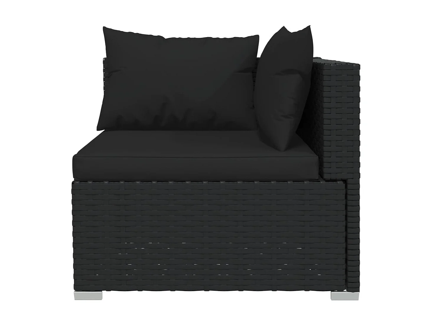 Salon de jardin 6 pcs avec coussins Résine tressée Noir