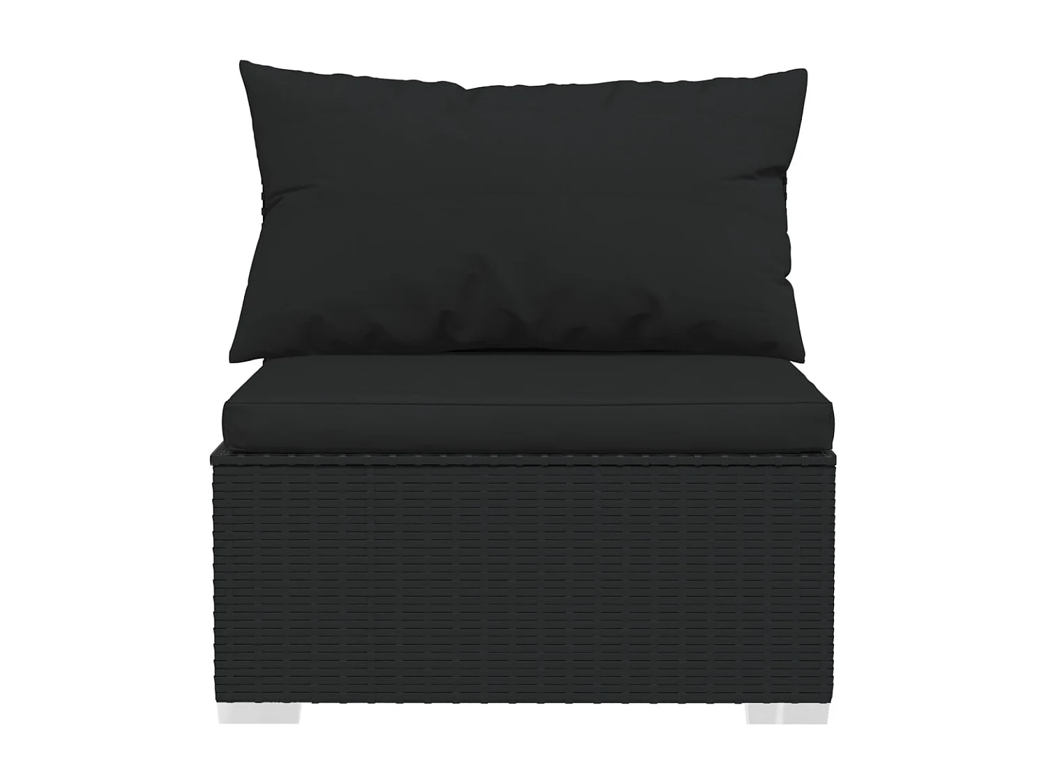 Salon de jardin 6 pcs avec coussins Résine tressée Noir