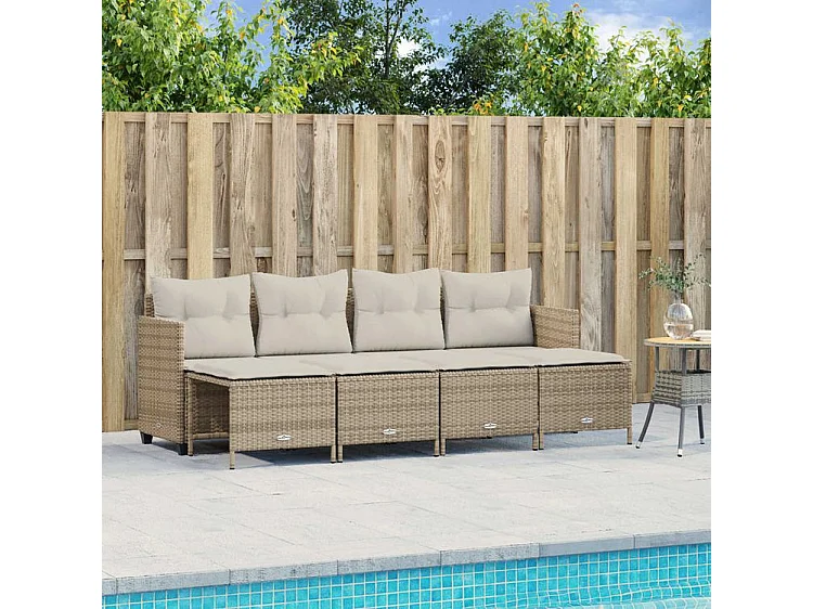 Salon de jardin avec coussins 5 pcs beige résine tressée