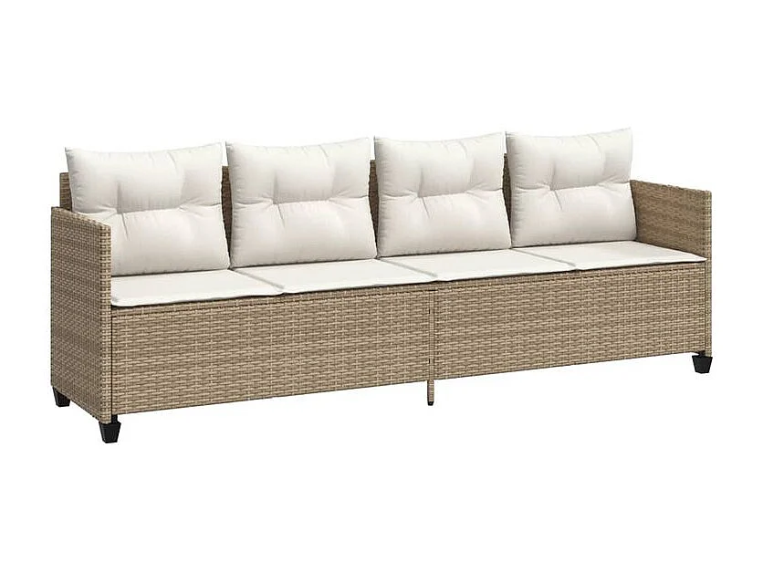 Salon de jardin avec coussins 5 pcs beige résine tressée