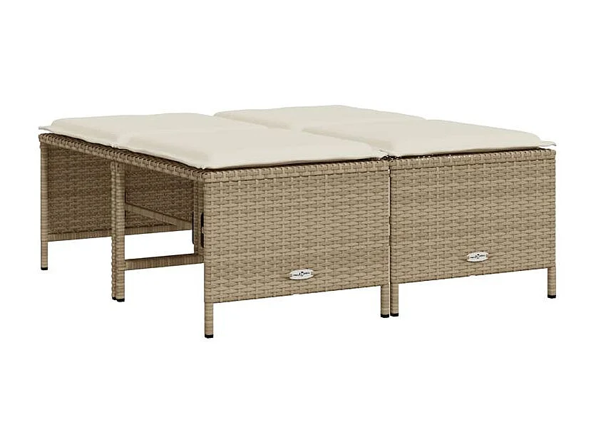 Salon de jardin avec coussins 5 pcs beige résine tressée