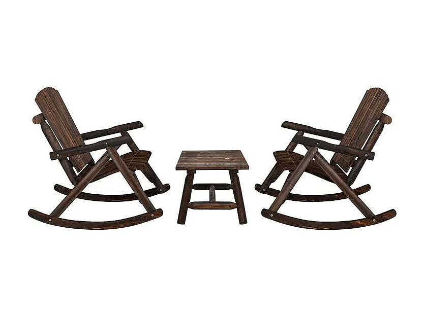 Ensemble de salon de jardin 3 pcs bois massif d'épicéa