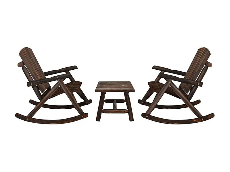 Ensemble de salon de jardin 3 pcs bois massif d'épicéa