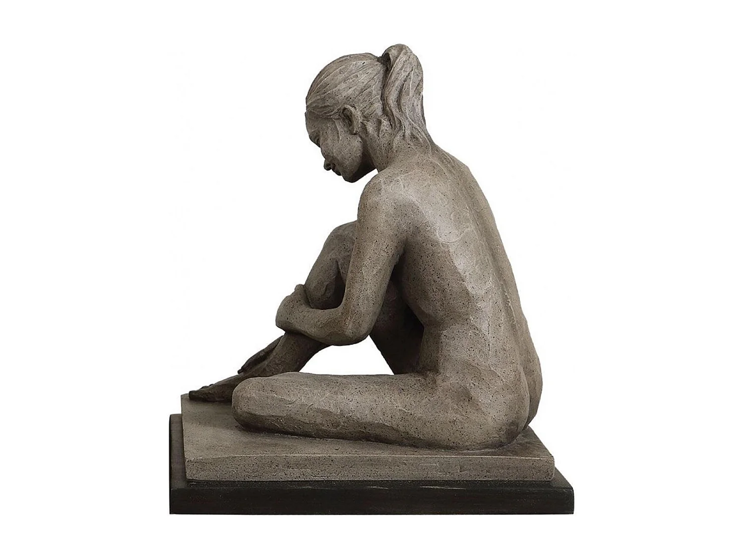 Sculpture femme assise Résine Gris - Charme Interior's