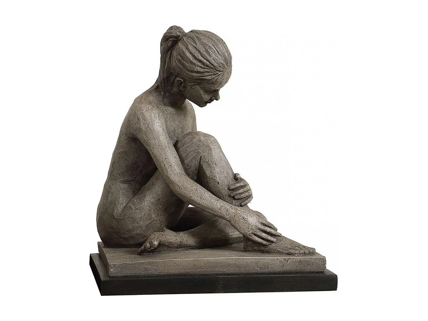 Sculpture femme assise Résine Gris - Charme Interior's