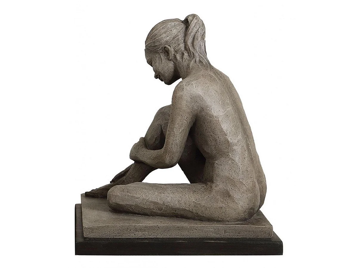 Sculpture femme assise Résine Gris - Charme Interior's