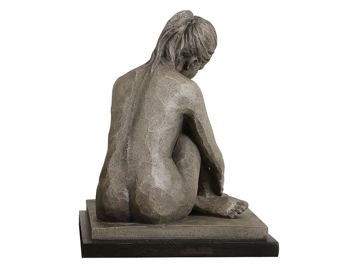 Sculpture femme assise Résine Gris - Charme Interior's