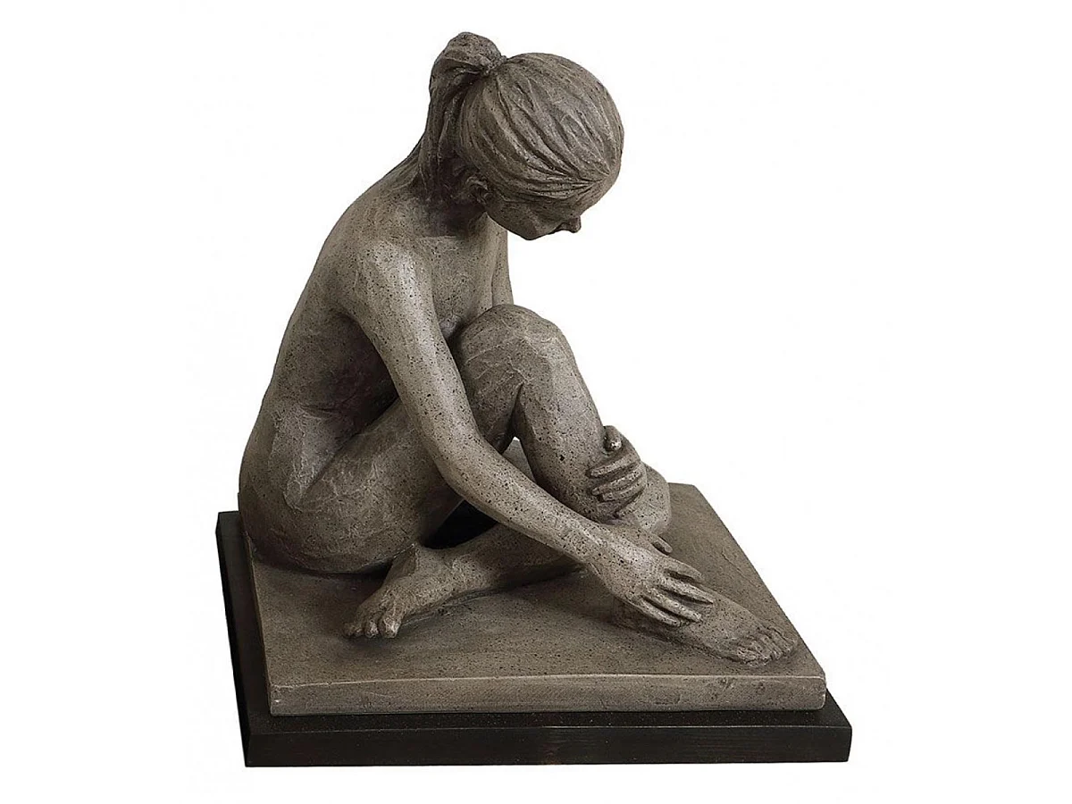 Sculpture femme assise Résine Gris - Charme Interior's