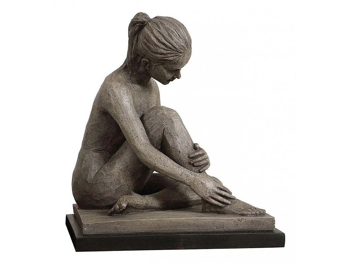 Sculpture femme assise Résine Gris - Charme Interior's