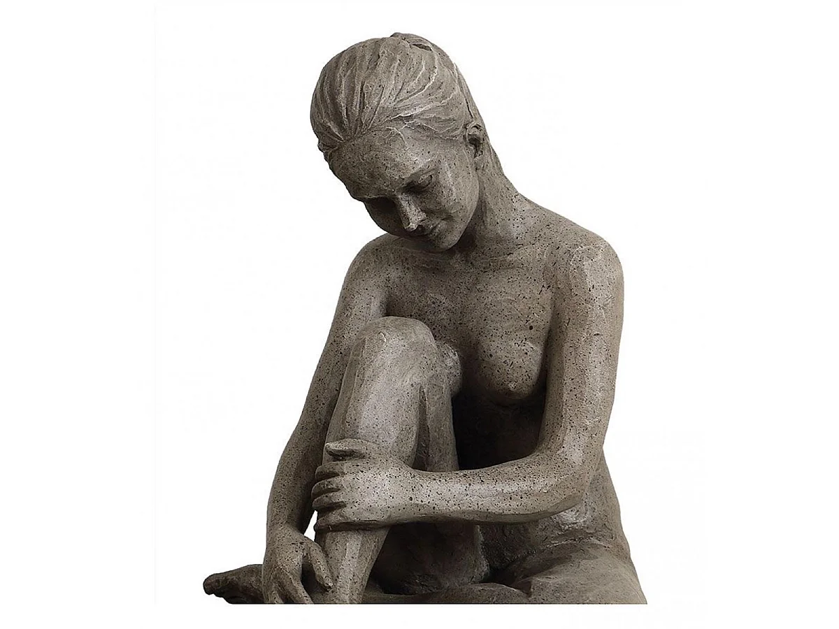 Sculpture femme assise Résine Gris - Charme Interior's