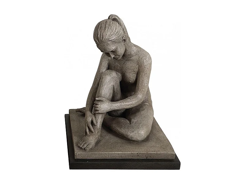 Sculpture femme assise Résine Gris - Charme Interior's