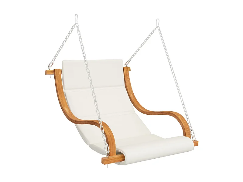 Balancelle et coussin crème Bois courbé avec finition en teck