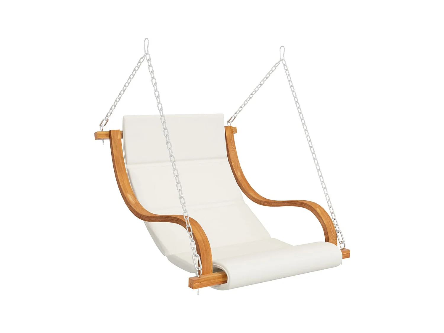 Balancelle et coussin crème Bois courbé avec finition en teck