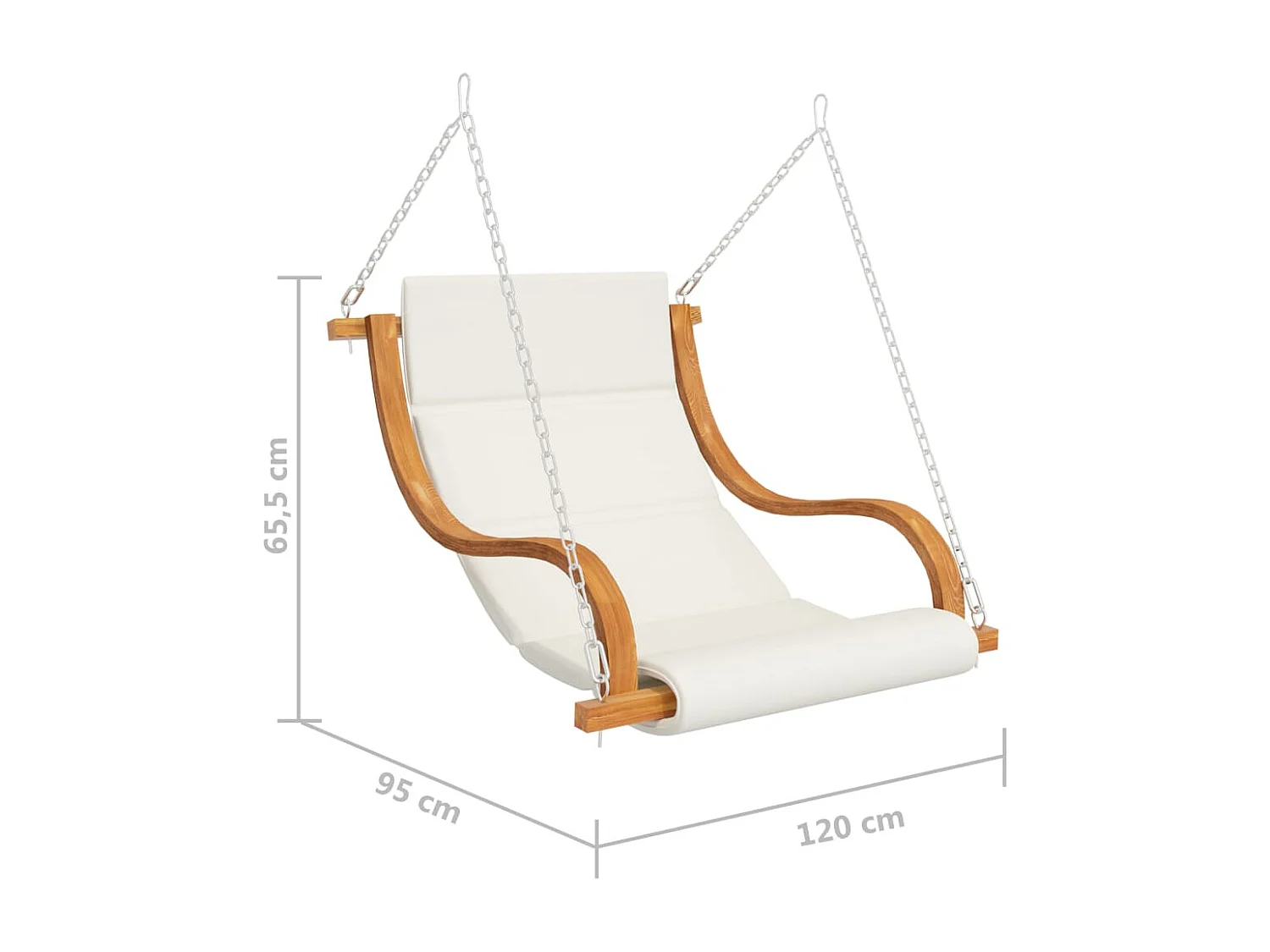 Balancelle et coussin crème Bois courbé avec finition en teck