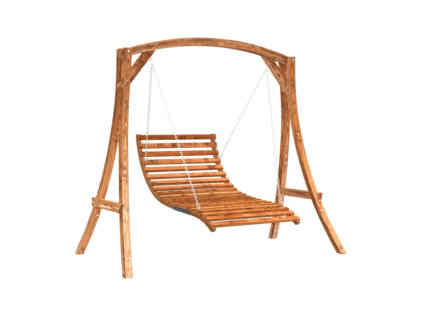 Lit balançoire bois massif d'épicéa avec finition en teck