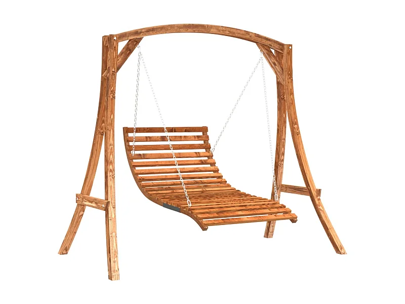 Lit balançoire bois massif d'épicéa avec finition en teck