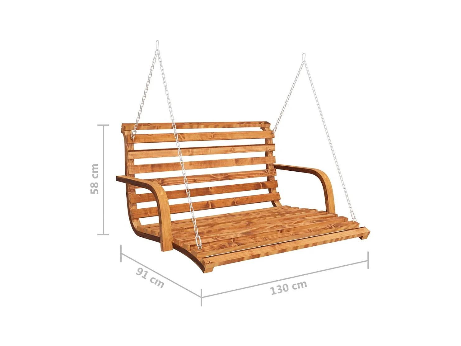 Balancelle Bois courbé avec finition en teck 91x130x58
