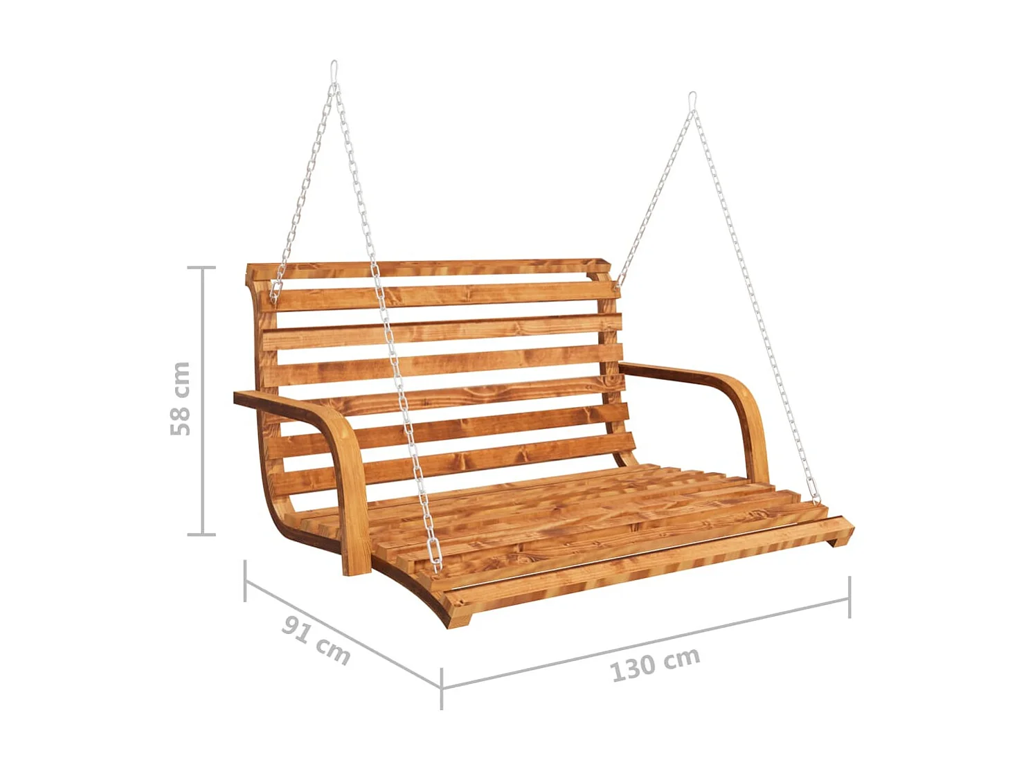 Balancelle Bois courbé avec finition en teck 91x130x58