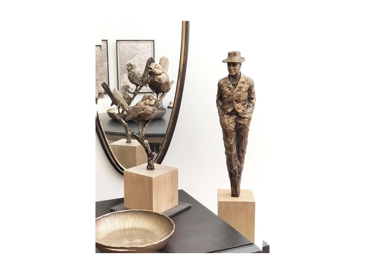 Statue silhouette homme Résine Or - Contemporain Interior's