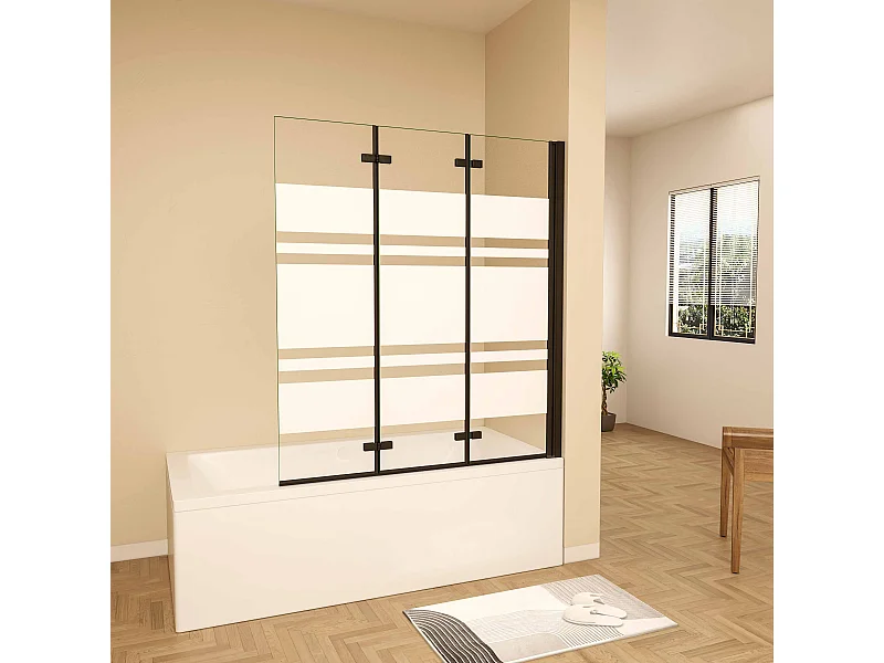 6mm  Streifen Glas Glaswand Badewannenaufsatz schwarz