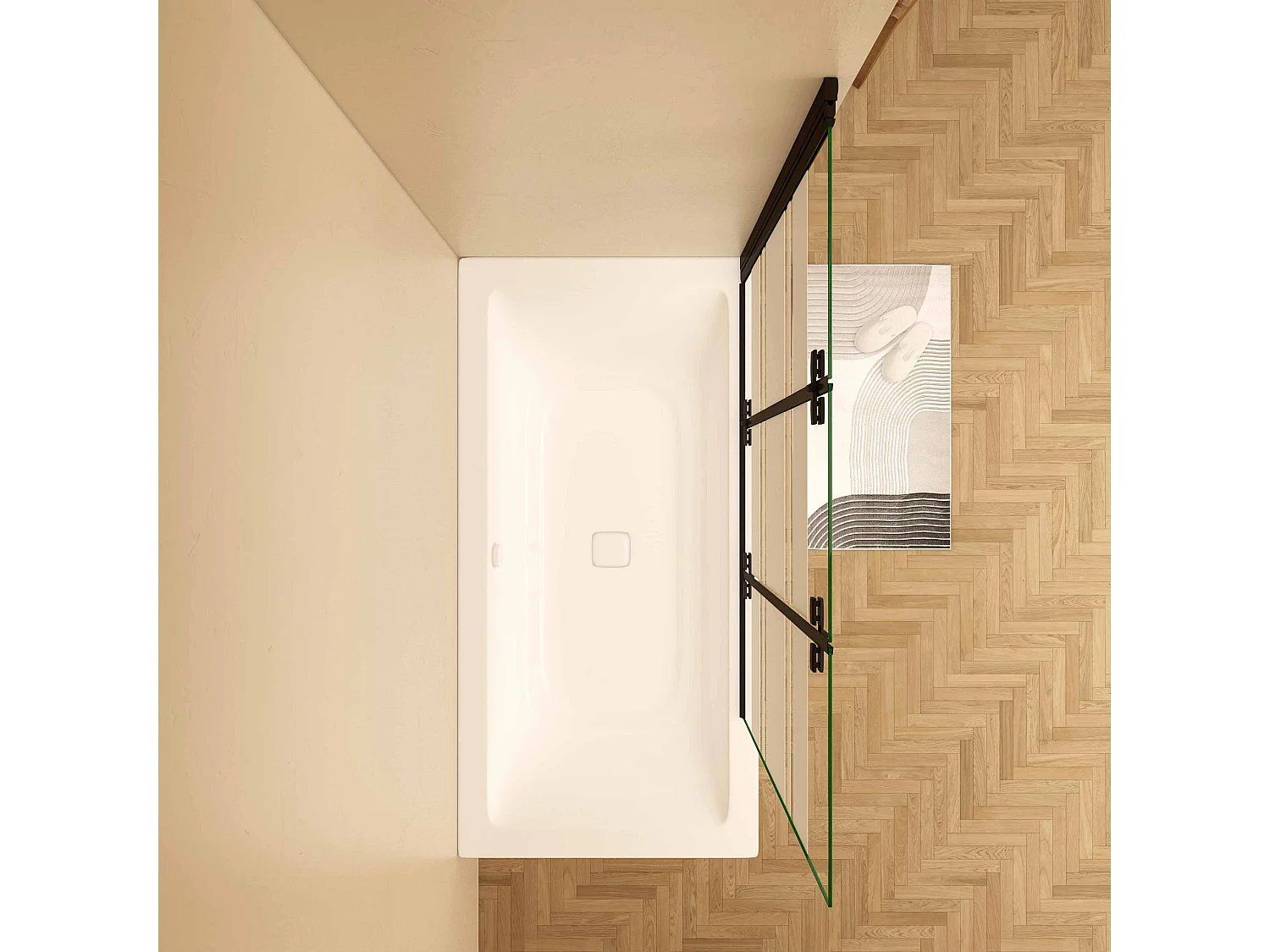 6mm  Streifen Glas Glaswand Badewannenaufsatz schwarz