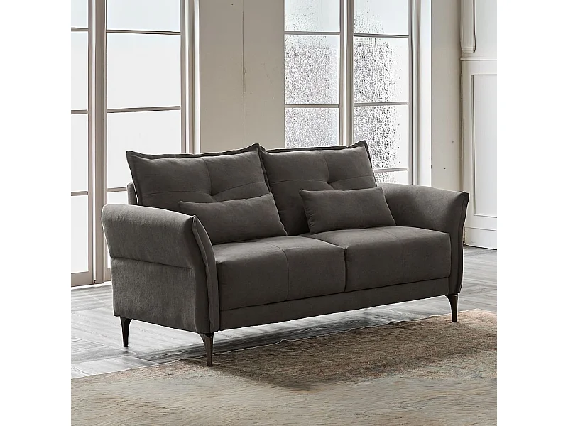 Divano 2 posti Nutmeg in tessuto grigio scuro 160x76x86H