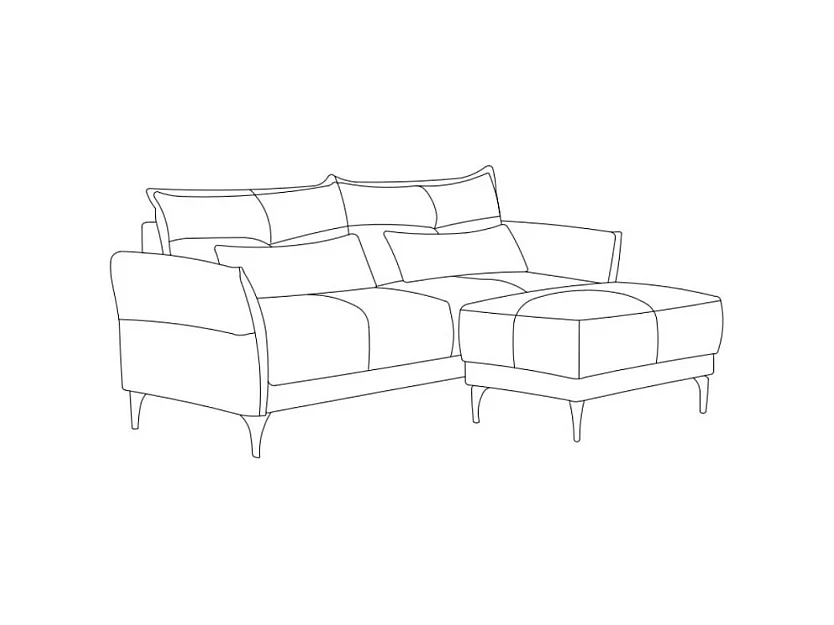 Divano 3 Posti Nutmeg con pouf in tessuto grigio scuro 196x76x86H