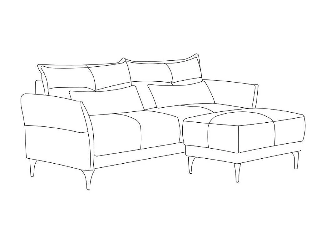 Divano 3 Posti Nutmeg con pouf in tessuto beige 196x76x86H