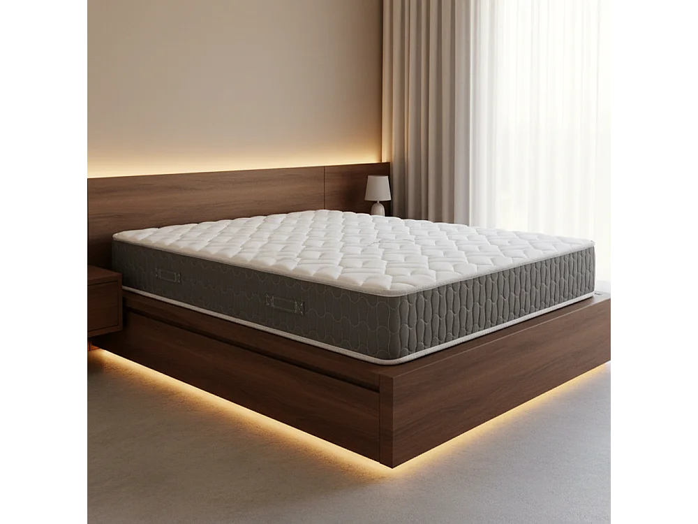 Materasso matrimoniale 160x200x25H in schiuma poliuretanica e memory Palladio grigio