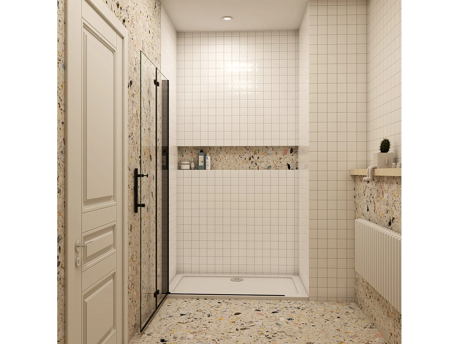 195cm Duschewand Walk-in Duschabtrennung Faltwand