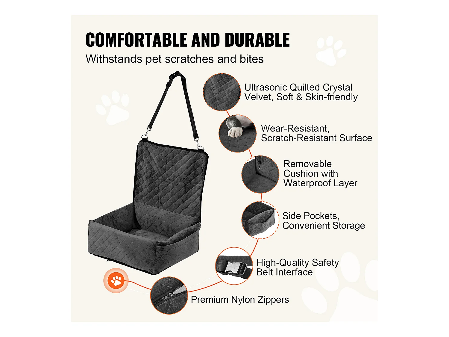 Siège Auto pour Chien SucceBuy, Petite et Moyenne Taille (jusqu'à 18 kg), Noir