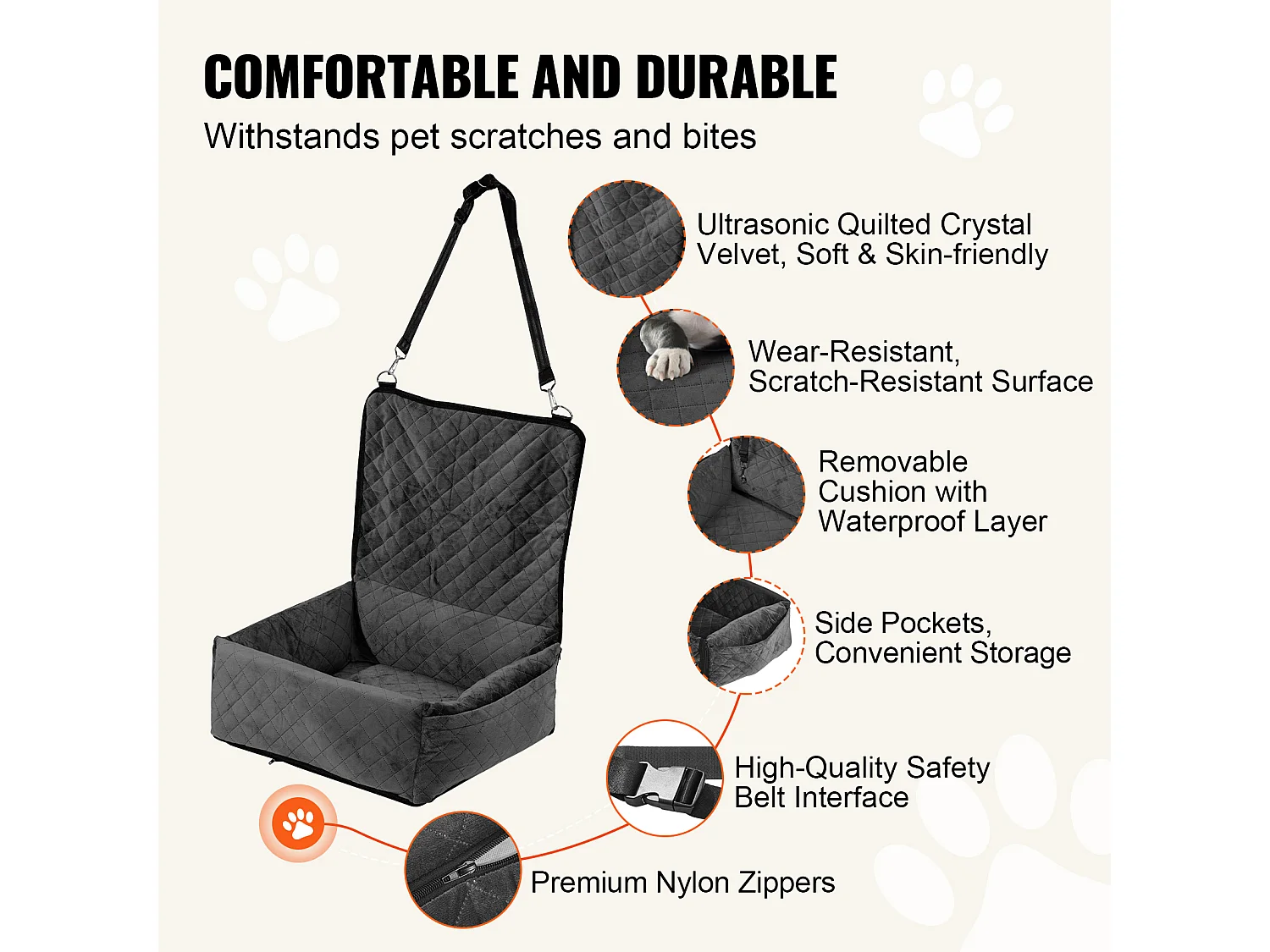 Siège Auto pour Chien SucceBuy, Petite et Moyenne Taille (jusqu'à 18 kg), Noir