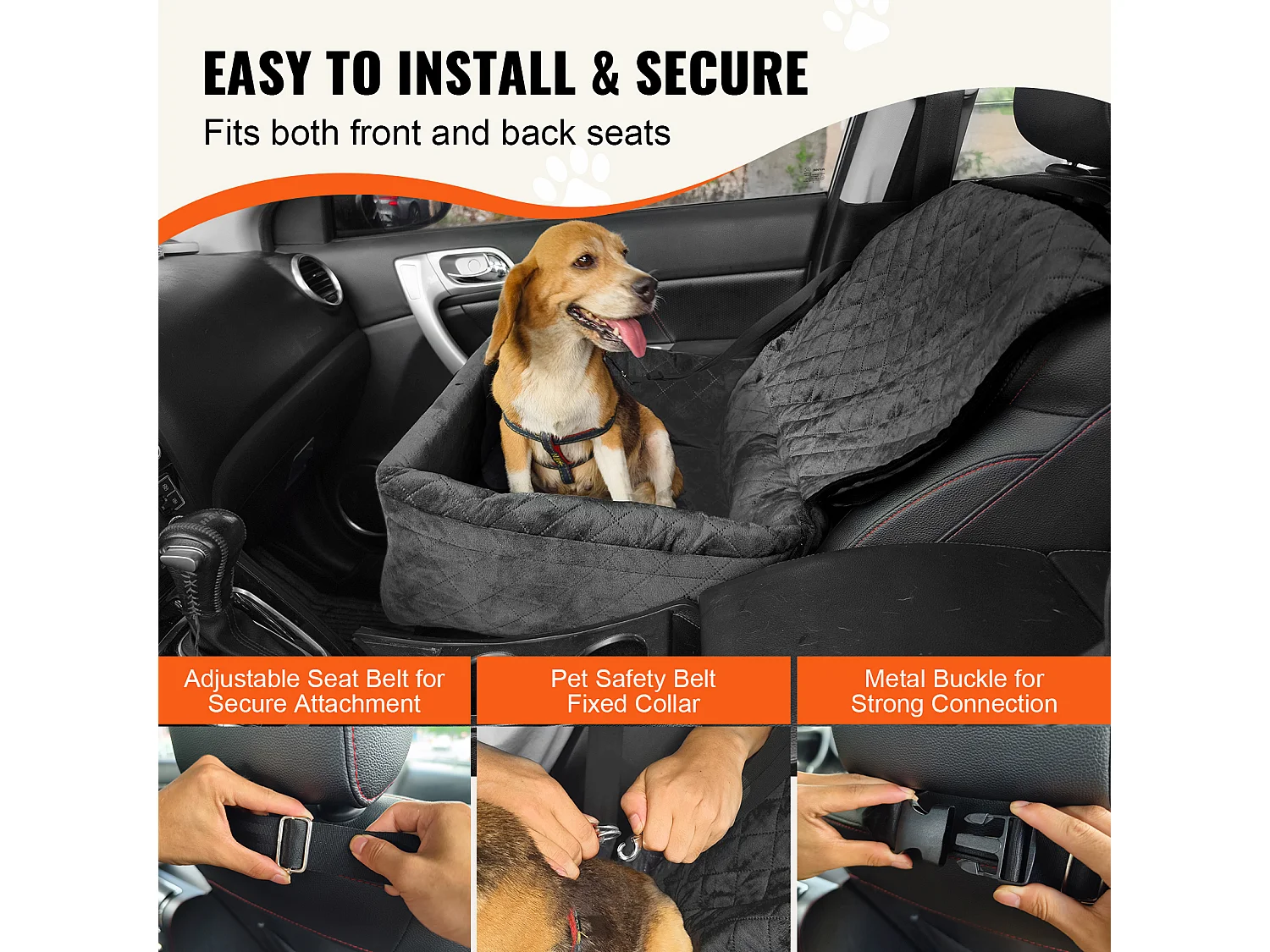 Siège Auto pour Chien SucceBuy, Petite et Moyenne Taille (jusqu'à 18 kg), Noir