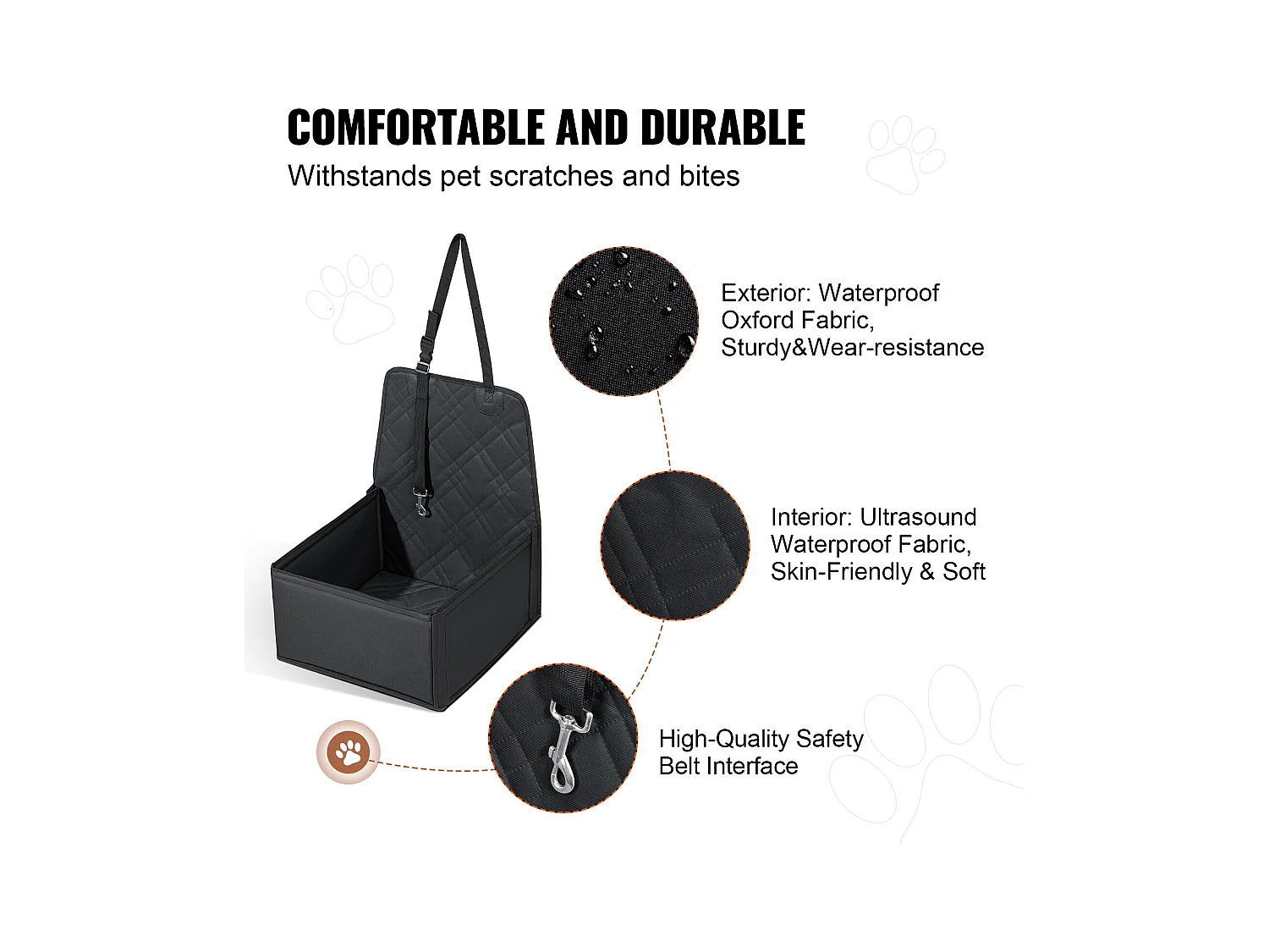 Autositz für Hunde SucceBuy, Bis zu 12 kg, Schwarz