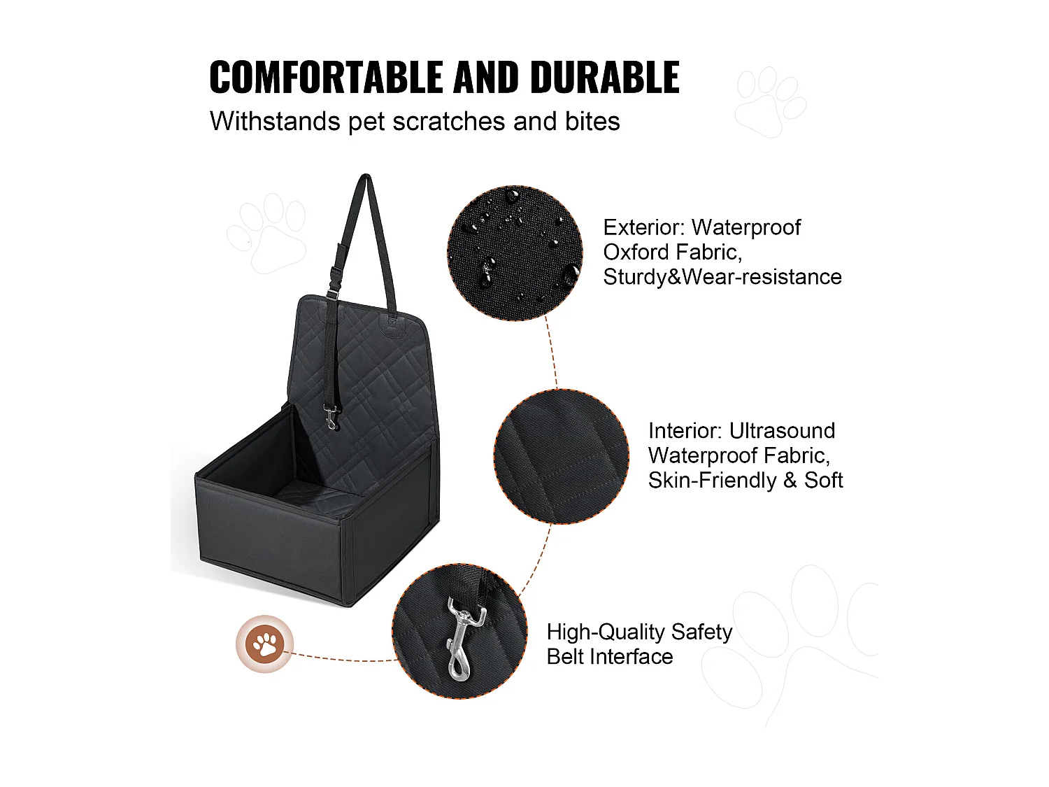 Seggiolino Auto per Cani SucceBuy, Fino a 12 kg, Nero