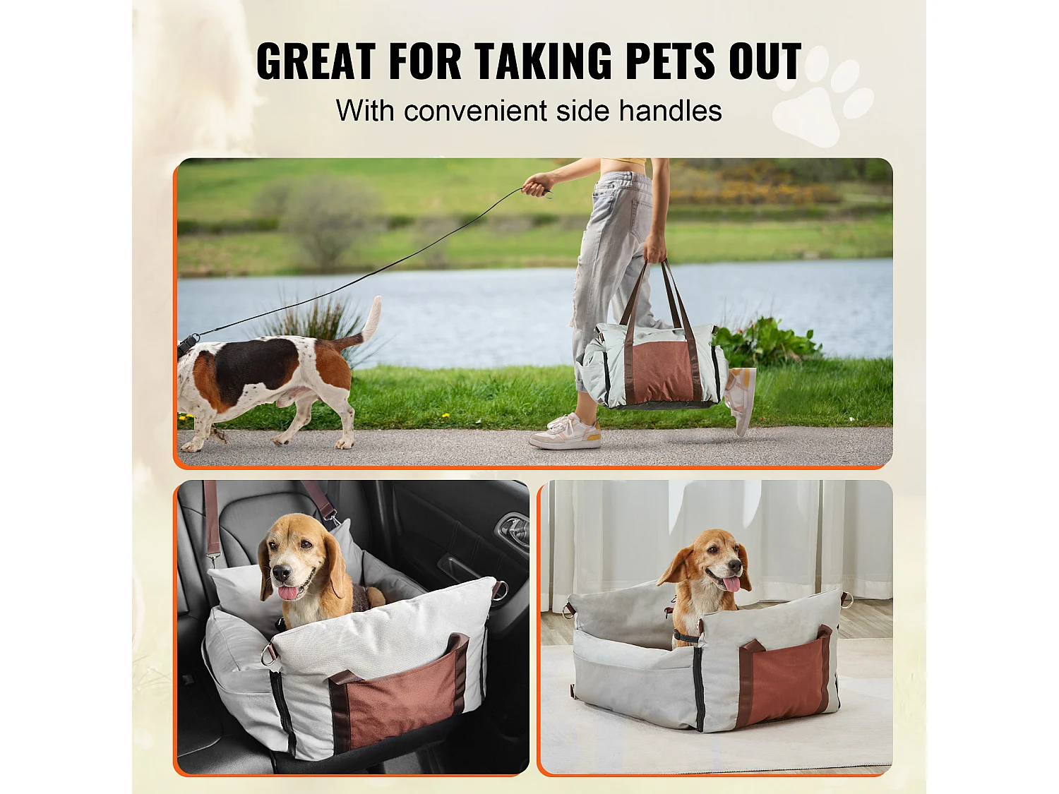 Siège Auto Rehausseur pour Chien SucceBuy, Taille Petite (Jusqu'à 11 kg), Couleur Grise