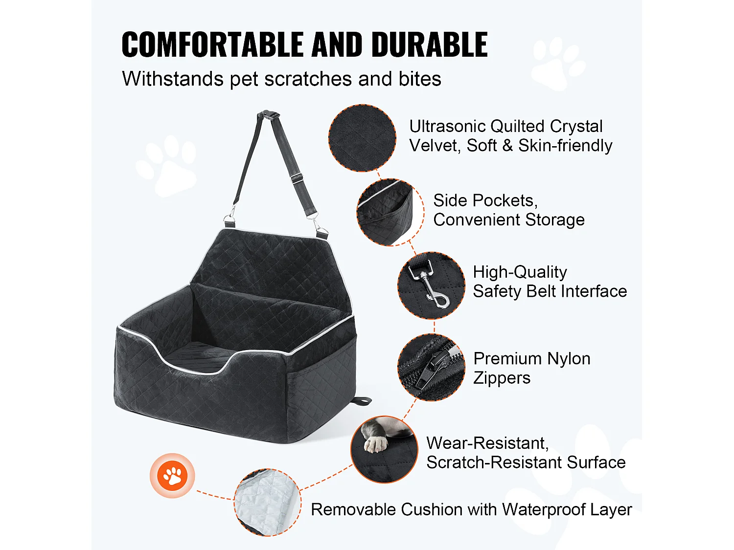 Cadeira Auto para Cães SucceBuy, Tamanho Médio/Grande (Até 25 kg), Cor Preto