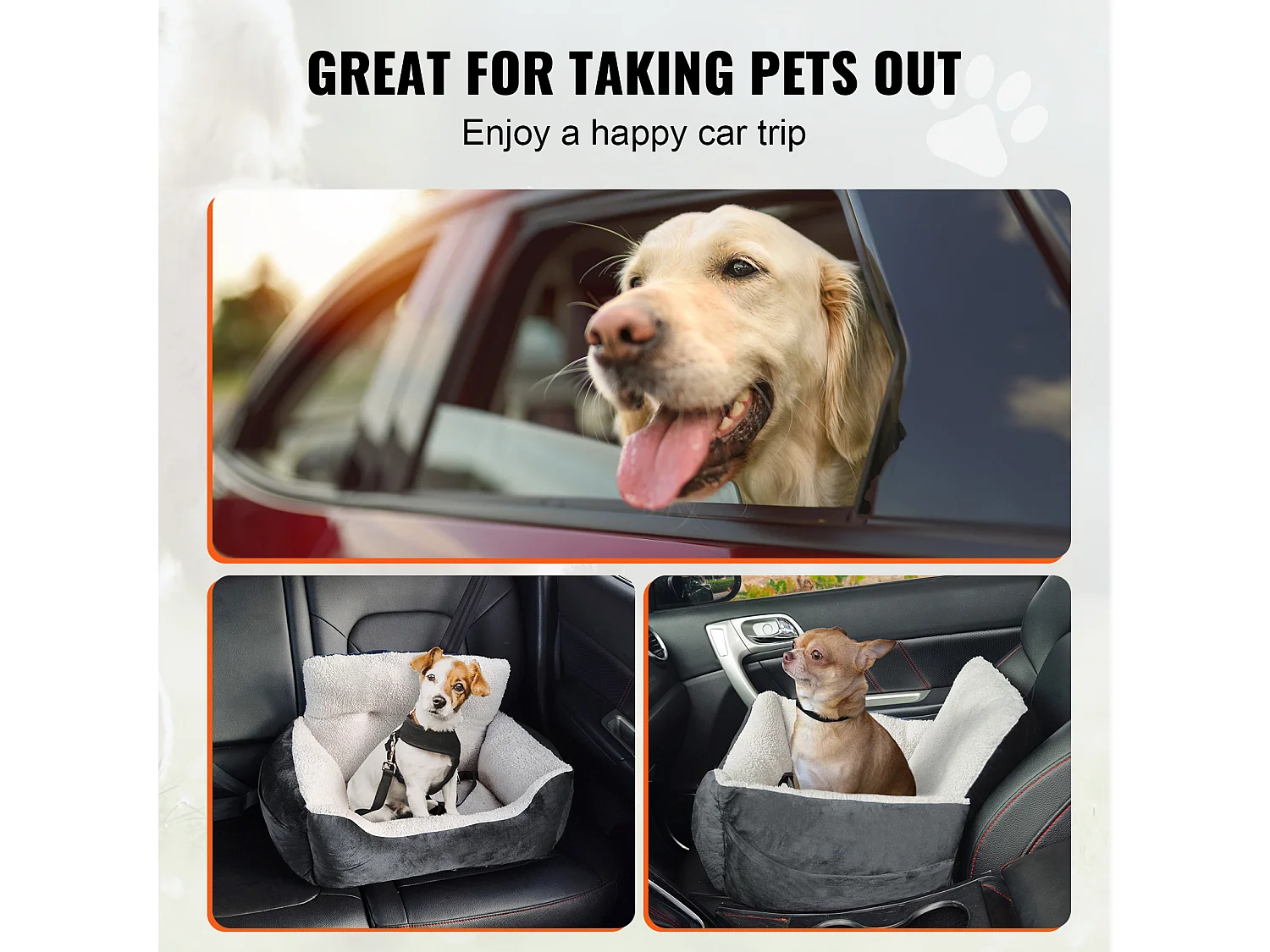 Silla de Coche para Perros SucceBuy, Tamaño Pequeño (Hasta 9 kg), Color Gris Oscuro